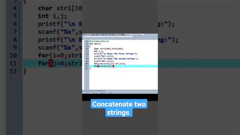 C Program To Concatenate Two Strings Without Using Library Function Coding YouTube
