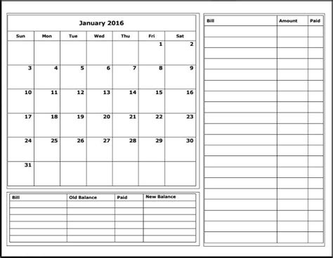 Free 2016 Budget Calendars Budget Calendar Printable