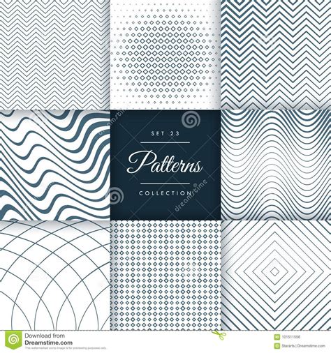 Set Of Eight Different Line Pattern Background Stock Vector