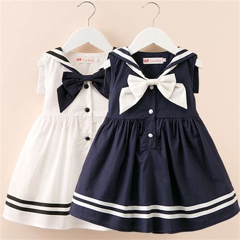 Sailor Collar Dresses 2018 Summer Preppy Style Infant Girl Dress Baby