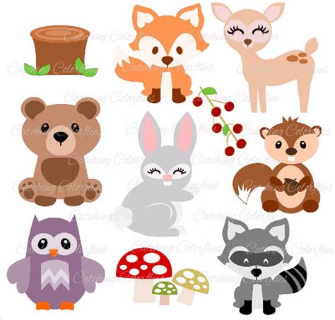Baby Woodland Animal Svg Cut Files Catching Colorflies