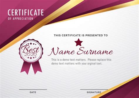 Add your own logo image, edit the text, layout, orientation, paper size and more! Certificate appreciation Template | PosterMyWall