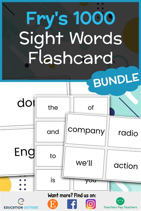 Practice All 1000 Of Frys Sight Words In This Mega Flashcard Bundle