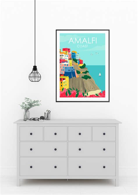 Amalfi Travel Poster Amalfi Coast Travel Poster Retro Travel Etsy