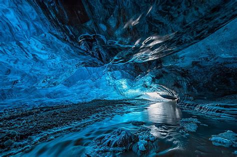 Hd Wallpaper River Water Ice Cave Cold Temperature Glacier Frozen