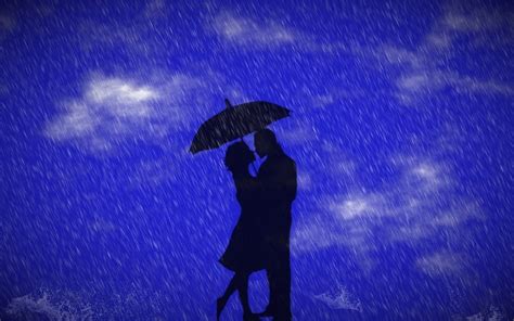 Silhouettes Of A Couple Under Umbrella Free Image Download