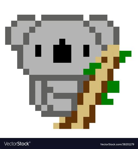 Pixels Koala For 8 Bit Game Assets Royalty Free Vector Image