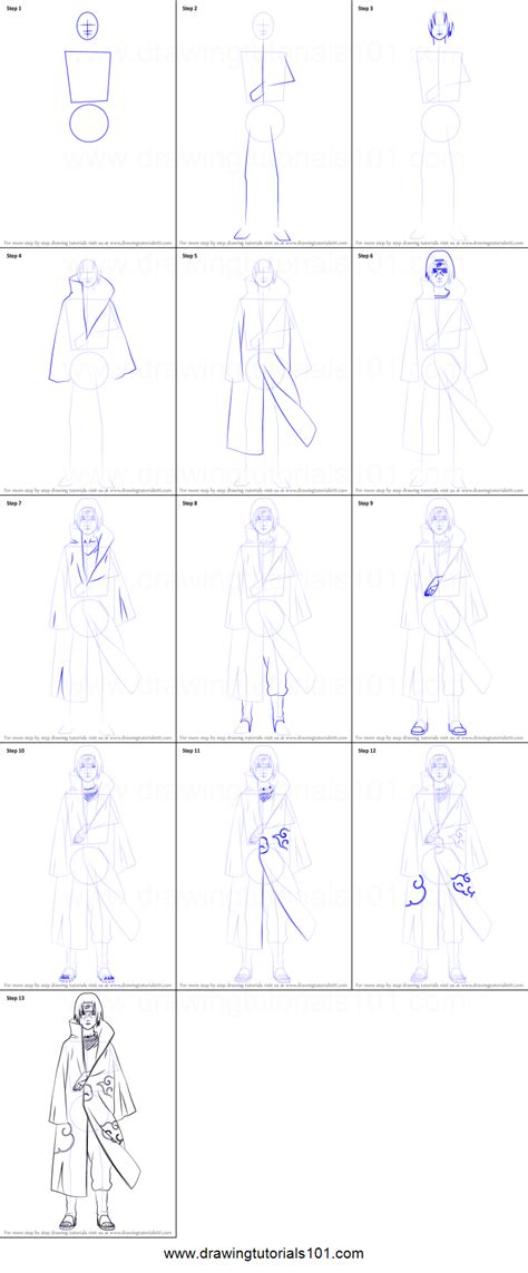 How To Draw Itachi Uchiha From Naruto Printable Step By Step Drawing