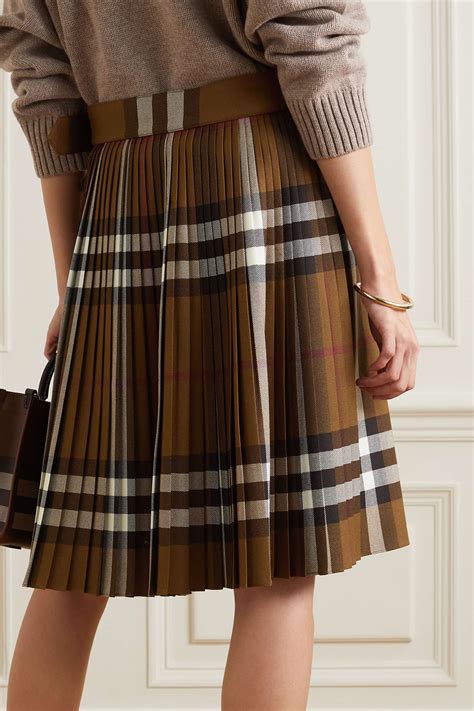 Burberry Belted Frayed Checked Wool Skirt Net A Porter