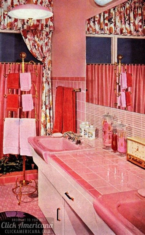 Bathroom rug, seat cover and tissue topper (3 patterns) ♥. 20 vintage pink bathrooms: See some wild bubblegum-era ...