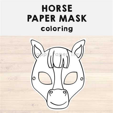 Horse Paper Mask Printable Farm Animal Coloring Craft Activity Pony