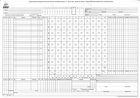 Softball Score Sheet Template Business