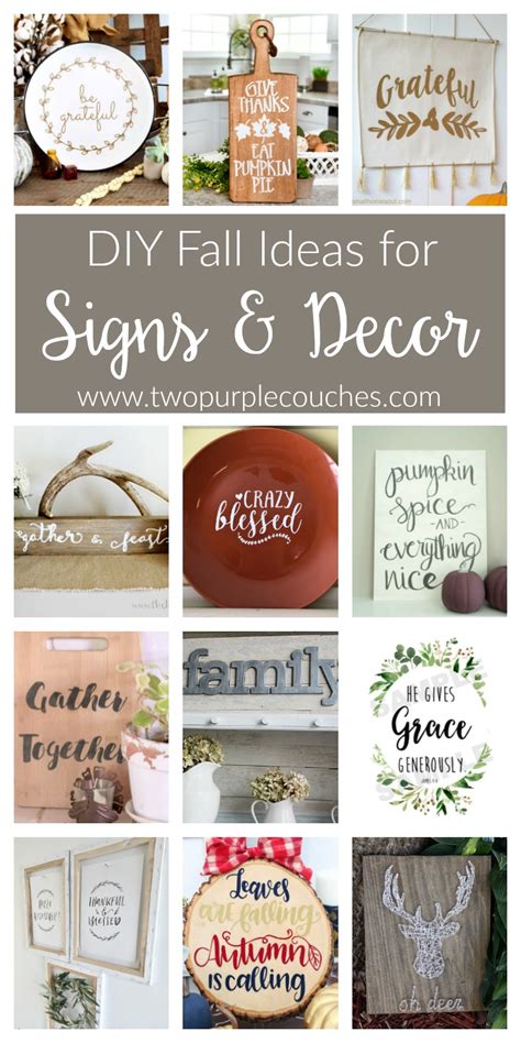 Do you love hand lettering but don't have the skill to do it free hand? DIY Fall Signs & Decor - two purple couches