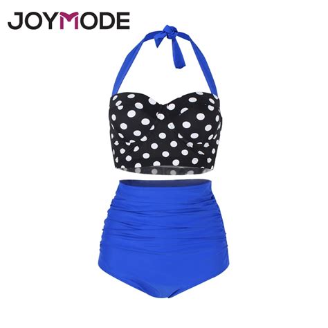 Joymod 2017 Two Pieces Retro Polka Dot High Waist Bikini Swimsuits