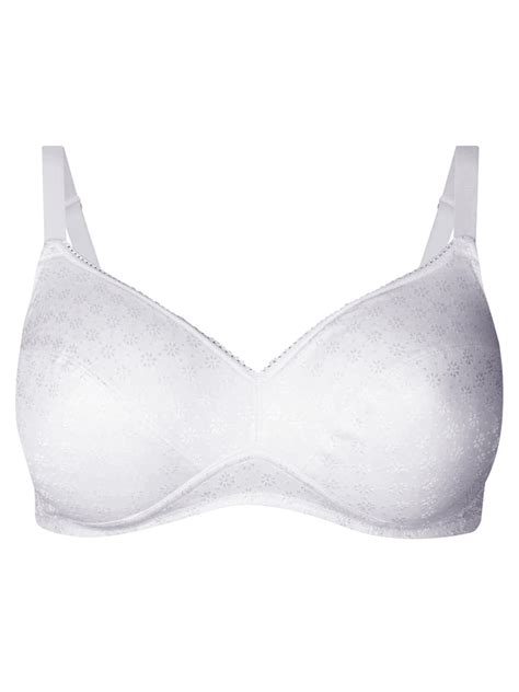 Marks And Spencer M White Jacquard Padded Full Cup Bra Size