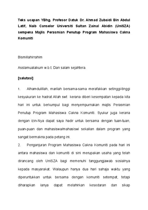 Contoh teks ucapan buku program teks ucapan menteri pelajaran malaysia perutusan 2011 teks ucapan yab tpm sempena majlis perasmian sambutan hari guru 2015 (DOC) CONTOH Teks Ucapan NC Majlis Perasmian Penutup ...