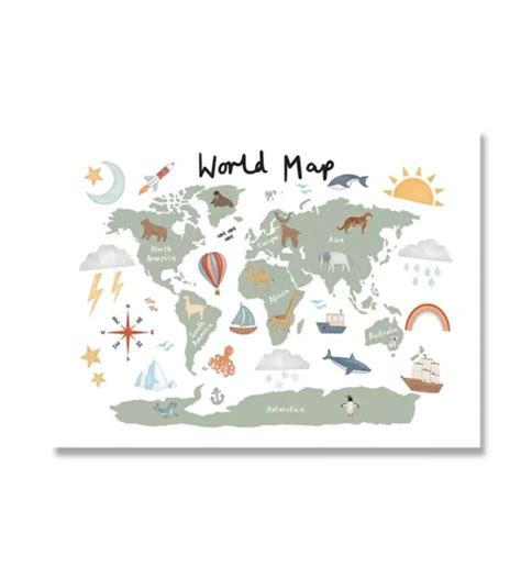 Nursery World Map Kids World Map World Map For Children Etsy Uk