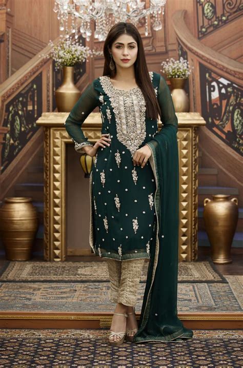 With our online indian pakistani wedding dresses, you can impress anyone. EXCLUSIVE BOTTLE GREEN AND GOLDEN BRIDAL WEAR - G16468 ...