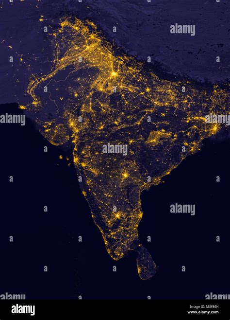 India Lights During Night As It Looks Like From Space Elements Of This
