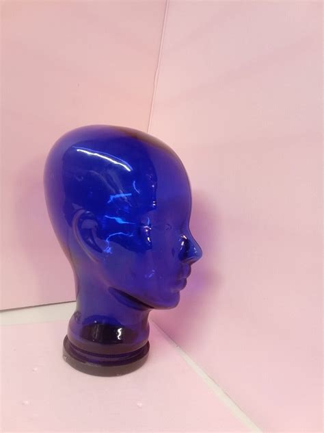 glass mannequin head cobalt blue ebay