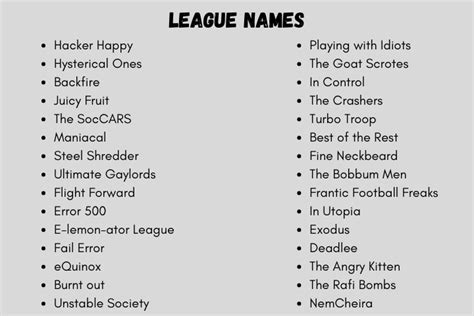 League Names 200 Perfect Name Ideas For Leagues 2023