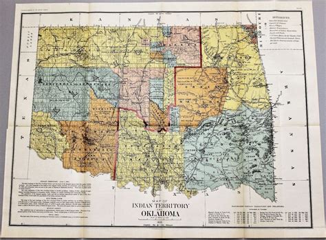 1890 Indian Territory And Oklahoma Map Census General Land