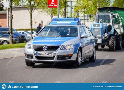 German Police Car Drives On A Street Editorial Photography Image Of
