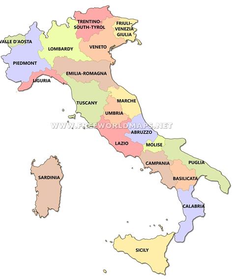 Map Of Italy With Regions And Capitals Map Of World