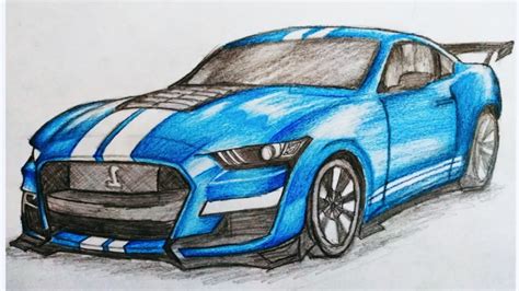 How To Draw A Car Ford Shelby Mustang Gt500 Itsarttrap Youtube