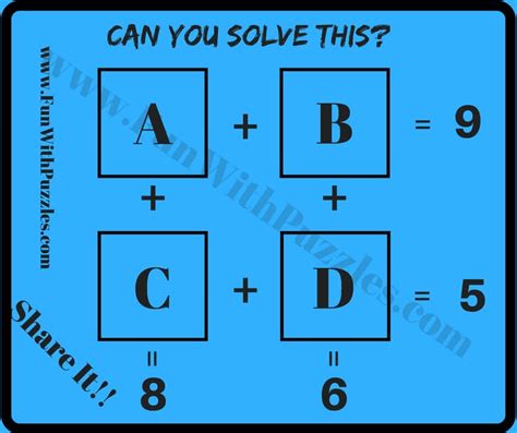 Easy Mathematical Puzzle Questions With Answers For Students Fun With