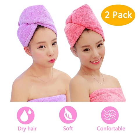 Hair Towels Wrap 2 Packmicrofiber Hair Towel Twist Cap Soft Absorbent