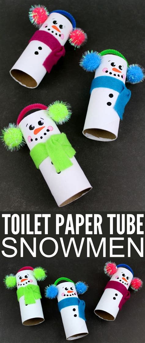 Recycled Toilet Paper Tube Snowmen Fun Christmas Crafts Winter