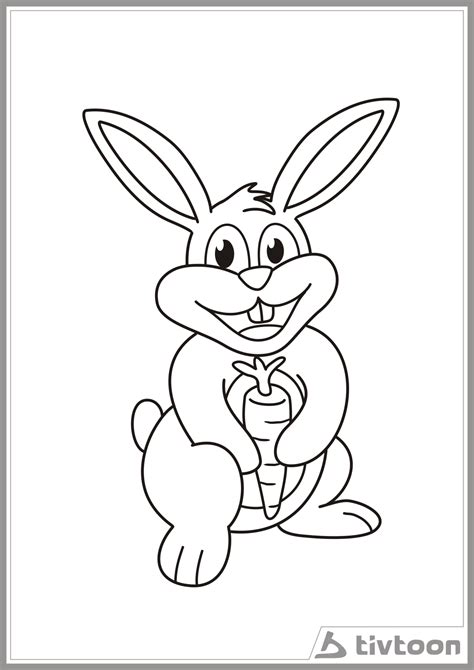 gambar sketsa kelinci makan wortel poster mewarnai