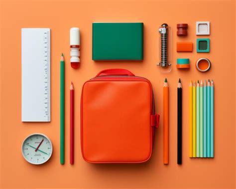 Premium Ai Image School Supplies On An Orange Background