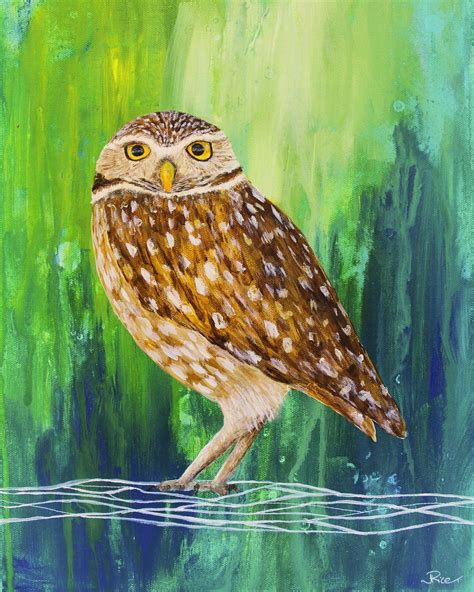 Owl Painting Owl Art Owl Print Burrowing Owl Burrowing Owl Etsy