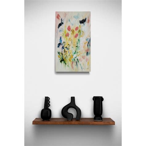 Tableau Abstrait Vertical Fleurs Colorées Peinture Moderne Dartiste