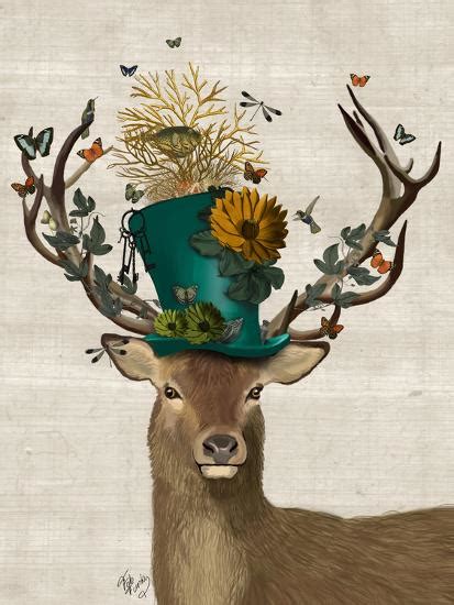 Mad Hatter Deer Art Print By Fab Funky