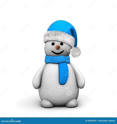 Snowman In Blue Hat And Scarf Stock Photography Image 20855202