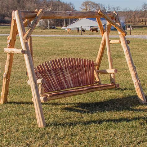 Red Cedar Amish Swing Amish Log Outdoor Furniture Cabinfield