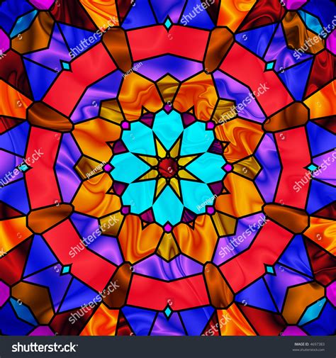 Brightly Colored Stained Glass Kaleidoscope Stock Photo 4697383