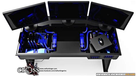 Red Harbinger Water Cooled Computer Desk In Blue Cool Computer Desks