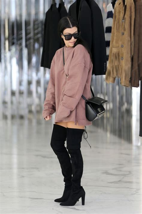 She finished the look really casually with a. Kourtney Kardashian turns heads in sexy thigh high boots and a jumper on Beverly Hills shopping ...