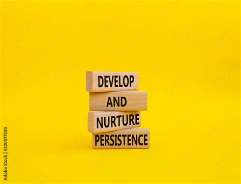 Persistence And Development Symbol Wooden Blocks With Words Develop