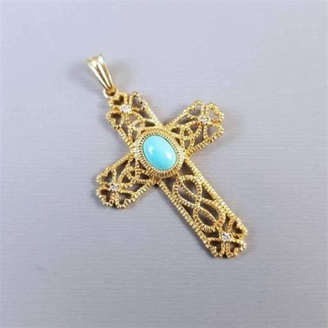 Modern Contemporary 14k Gold Blue Turquoise Cabochon And Diamond Celtic