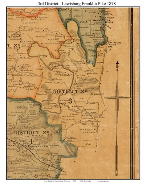 District No 3 Lewisburg Franklin Pike Tennessee 1878 Old Town Map