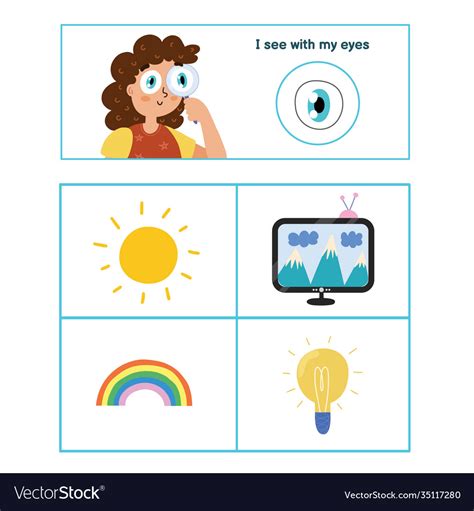 Five Senses Poster Sight Sense Presentation Page Vector Image