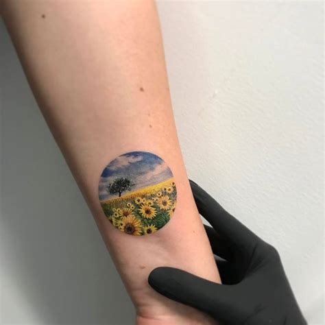 Check spelling or type a new query. Sunflower field circle tattoo on the left inner
