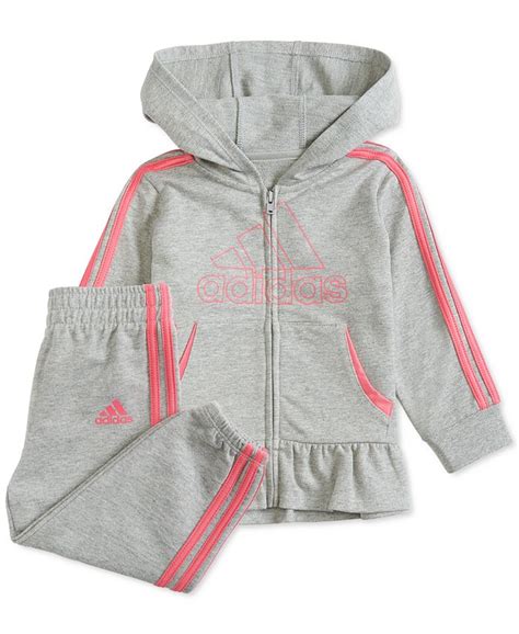 Adidas Baby Girls Zip Up Peplum Hoodie And Pants Set And Reviews Sets