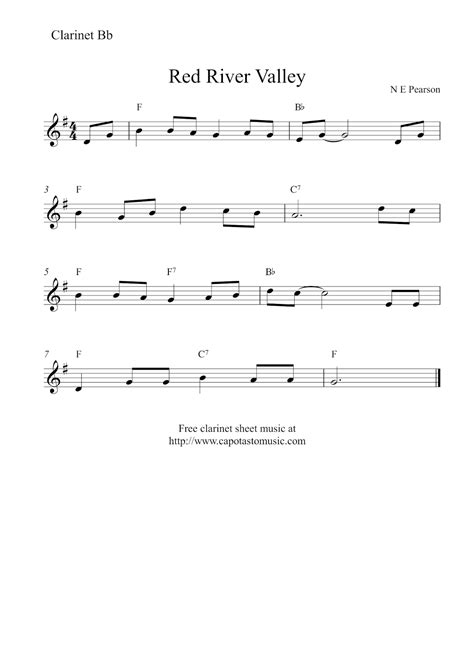 9 by ludwig van beethoven. Free easy clarinet sheet music - Red River Valley