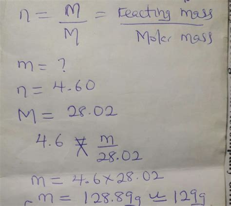 The Molar Mass Of Nitrogen N2 Is 2802 Gmol What Is The Mass In Grams Of 460 Mol Of Nz 0